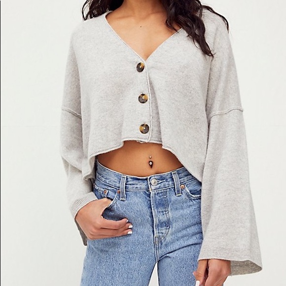 Free People Sweaters - Free People Heartbeat Cashmere Cardi in Sterling (XS)